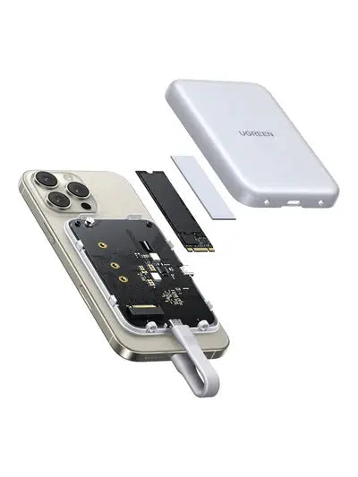 UGREEN MagSafe SSD Enclosure iPhone 16/15 M.2 NVMe 10Gbps External Hard Drive 100W PD Fast Charging Storage Case (55151)