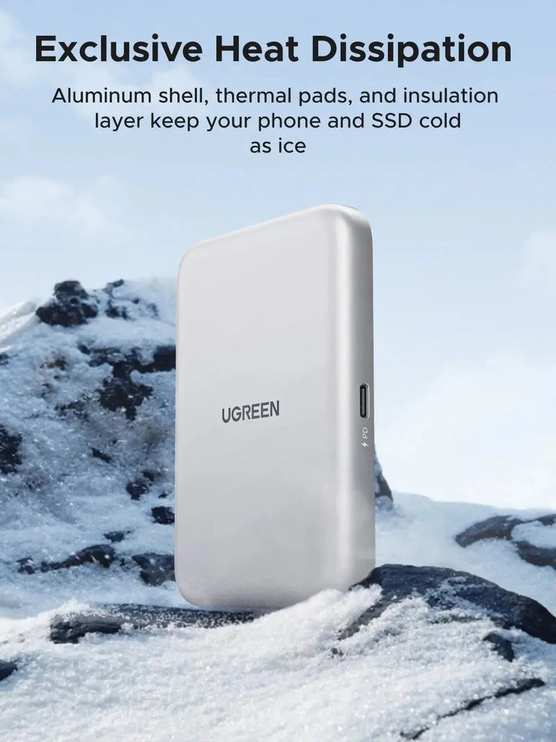 UGREEN MagSafe SSD Enclosure iPhone 16/15 M.2 NVMe 10Gbps External Hard Drive 100W PD Fast Charging Storage Case (55151) Ugreen