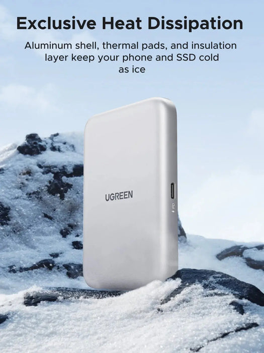 UGREEN MagSafe SSD Enclosure iPhone 16/15 M.2 NVMe 10Gbps External Hard Drive 100W PD Fast Charging Storage Case (55151)