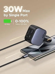 Ugreen 60W Nexode Fast Car Charger With Retractable Cable (1 USB-C 1USB-A) Tablets, Phones (55212B) TeckPot
