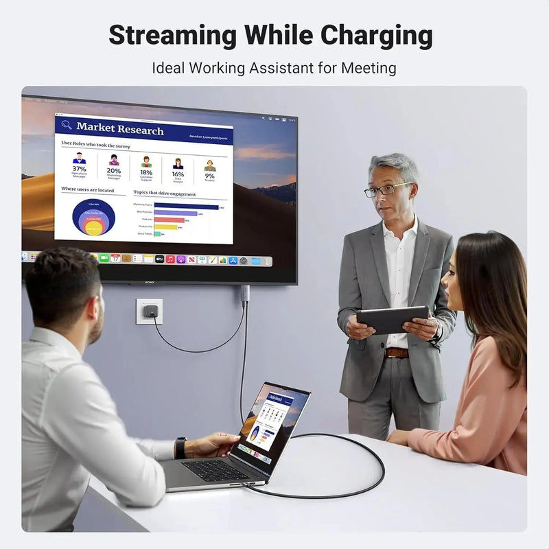 UGREEN USB C to HDMI Cable 2M 4K 60Hz 100W PD Fast Charging 2-in-1 Thunderbolt iPhone 16 Pro MacBook iPad Galaxy (55330) Ugreen