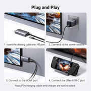 UGREEN USB C to HDMI Cable 2M 4K 60Hz 100W PD Fast Charging 2-in-1 Thunderbolt iPhone 16 Pro MacBook iPad Galaxy (55330) Ugreen
