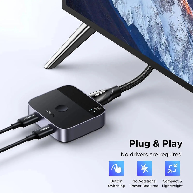 UGREEN 2 USB C to 1 HDMI Switch 4K 60Hz Aluminum Switcher 2 Computer HDR HDCP2.2 Laptop MacBook Air Pro iMac Desktop (55451) Ugreen India