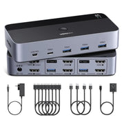 UGREEN KVM Switch Dual Monitor 2 PC to 2 Display 4K 60Hz USB 3.0 Computer Switcher Keyboard Mouse Share HDMI Hub (55455) Ugreen
