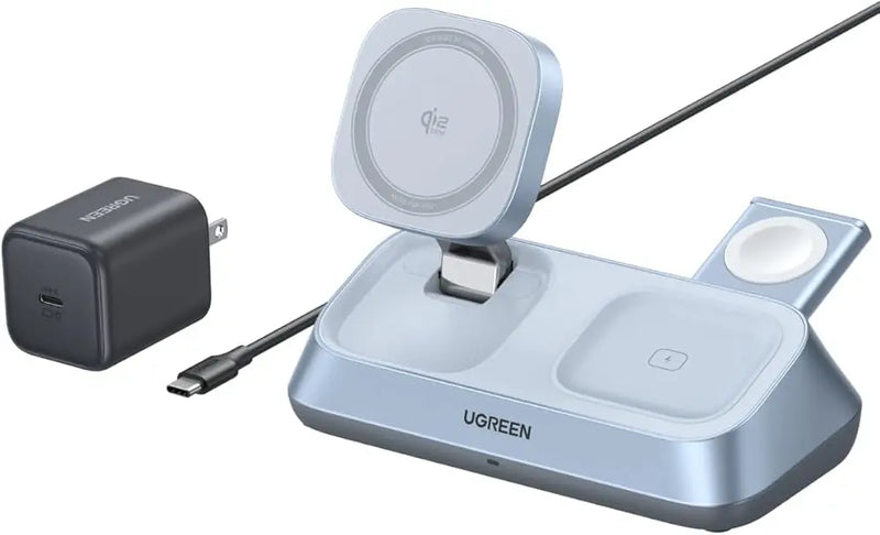 Ugreen 25W MagFlow 3-in-1 Magnetic Wireless Charger iPhone 12 and Later, AirPods 2 and Later, Apple Watch(55676) TeckPot