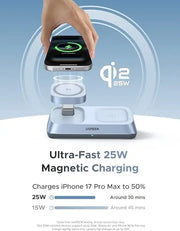 Ugreen 25W MagFlow 3-in-1 Magnetic Wireless Charger iPhone 12 and Later, AirPods 2 and Later, Apple Watch(55676) TeckPot
