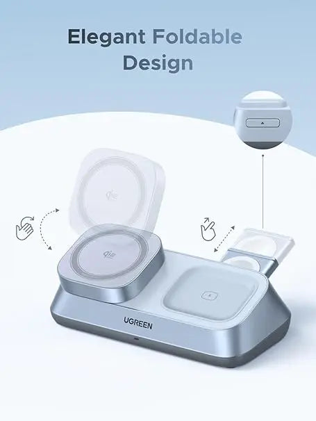 Ugreen 25W MagFlow 3-in-1 Magnetic Wireless Charger iPhone 12 and Later, AirPods 2 and Later, Apple Watch(55676) TeckPot