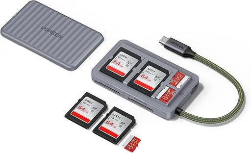 UGREEN USB-C SD & MicroSD Card Reader with Storage Case – High-Speed 5Gbps Adapter (2×SD + 2×MicroSD) for DSLR Cameras, Smartphones, Tablets, MacBook, iPad (55886) TeckPot