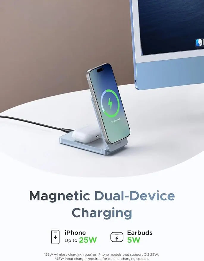 Ugreen 25W MagFlow 2-in-1 Magnetic Wireless Charger iPhone 12 and Later AirPods 2 and Later (55963) TeckPot