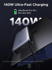 UGREEN PB552 showing 165W dual-cable charging at 100W plus 65W