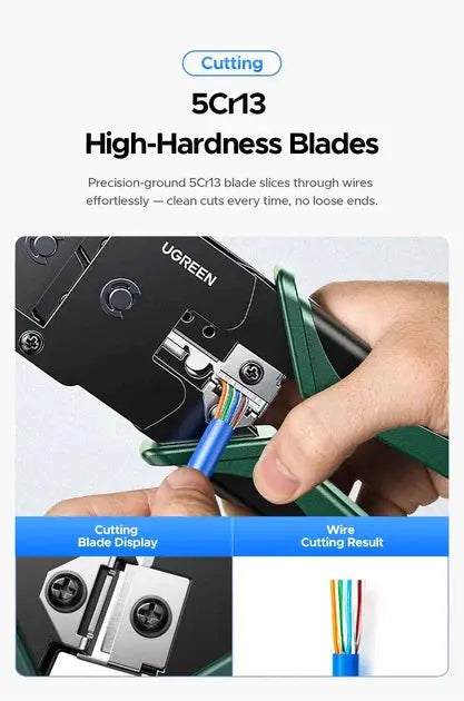 UGREEN RJ45 Crimping Tool NW304 (35971) – 3-in-1 Ethernet Cable Crimper, Cutter & Stripper for CAT5/CAT6/CAT7/CAT8 TeckPot