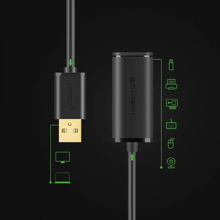 UGREEN USB 2.0 Active Extension Cable 30M Signal Booster Repeater A Male to Female Webcam Security Industrial (10326) Ugreen