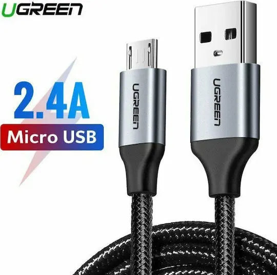 UGREEN USB 2.0 A to Micro USB Cable 0.25m Nickel Plated Aluminum Braid Fast Charge Data Sync Smartphone Tablet (60144)