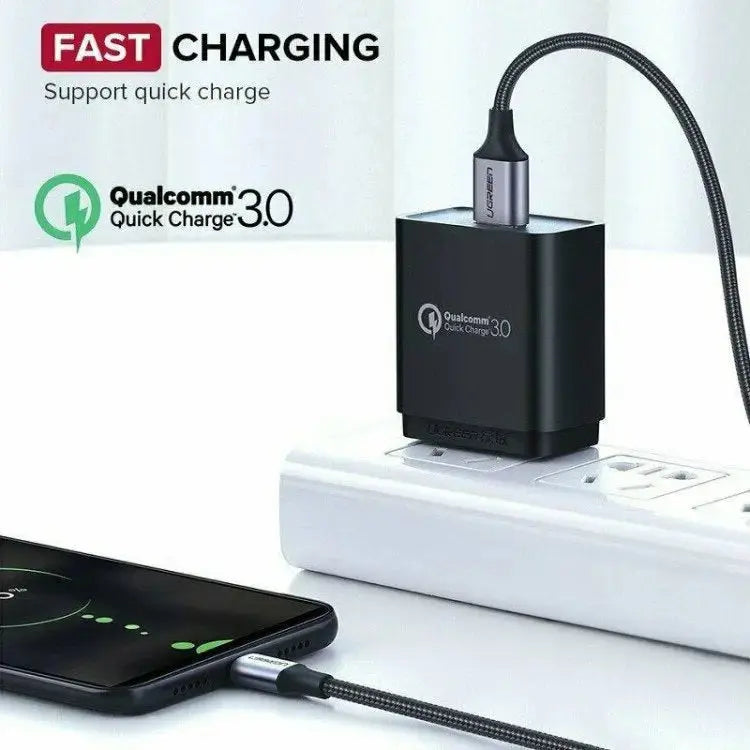 UGREEN USB 2.0 A to Micro USB Cable 0.25m Nickel Plated Aluminum Braid Fast Charge Data Sync Smartphone Tablet (60144) Ugreen