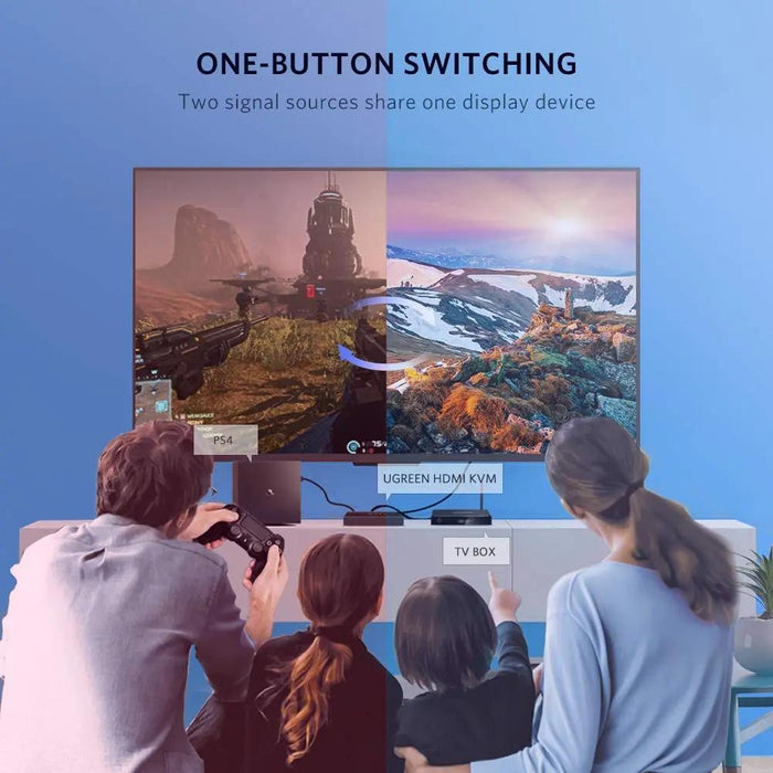 UGREEN 2-in-1 KVM Switch 4K HDMI Switcher 4 Port USB Hub Manual Sharing Computer PC Laptop Monitor Keyboard Mouse (50744) Ugreen