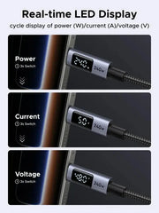 UGREEN 2m 240W USB C to USB-C Cable with Digital Display PD 3.1 Type C to C Fast Charging Cable Compatible with MacBook Pro M4/Air, iPad Pro 2025, HP EliteBook, iPhone Air/17/16, GalaxyS25 (65867) TeckPot