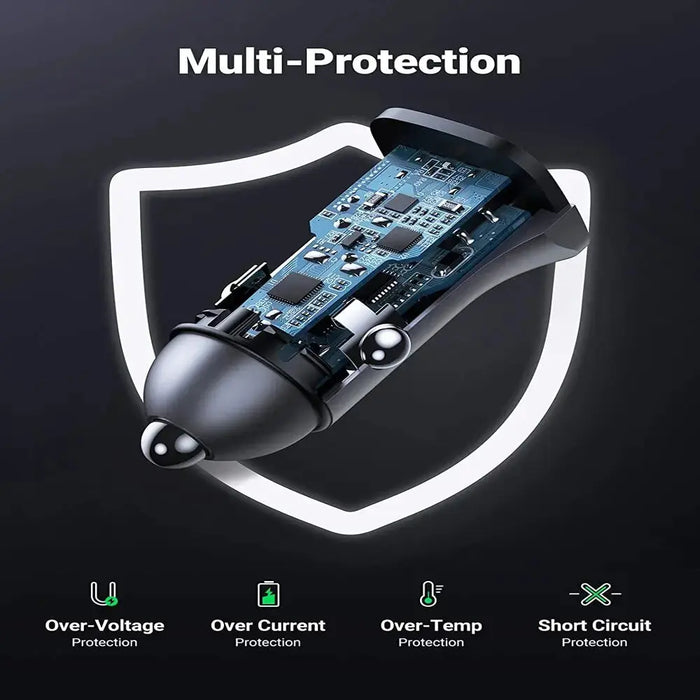 UGREEN 30W USB C Car Charger Dual Port PD3.0 QC3.0 Fast Charging iPhone 13/12 Galaxy S22/S21 iPad Pro (40858) Ugreen