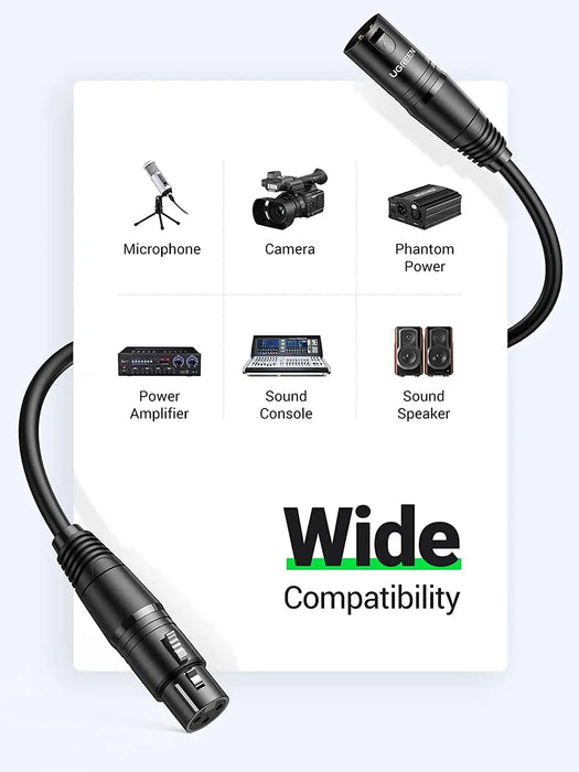 UGREEN 8M XLR Male to Female Microphone Extension Cable 3-Pin Balanced Audio Cord Studio Recording Mixer Amplifier 20713
