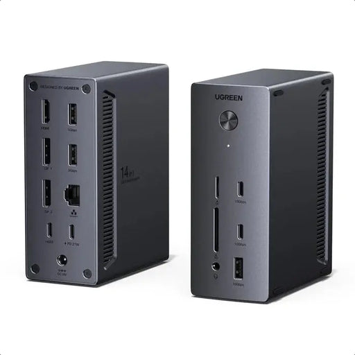 UGREEN Docking Station, Triple 4K Display (2x DP+ HDMI), 14-Port USB-C Dock, 100W Max Charging for Laptop, 27W Max USBC, 10Gbps USB-C/A, 170MB/s SD, Ethernet, Audio, 140W Power Supply for Dell, HP(85489) TeckPot