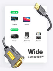 UGREEN USB to RS232 Adapter Cable 2M PL2303 Chipset DB9 Male Serial Converter PC Laptop Router CNC GPS (20222) Ugreen