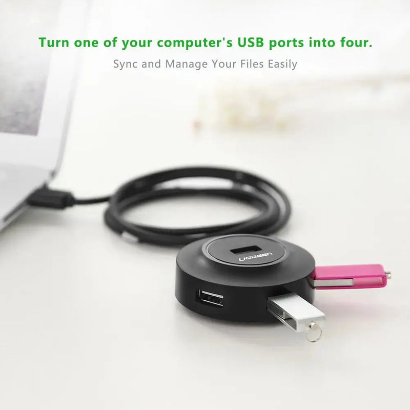 UGREEN 4-Port USB 2.0 Hub 1M USB Cable PC Cell Phone eReader Tablet Multi Device USB Splitter Adapter Compact Hub (20277) Ugreen