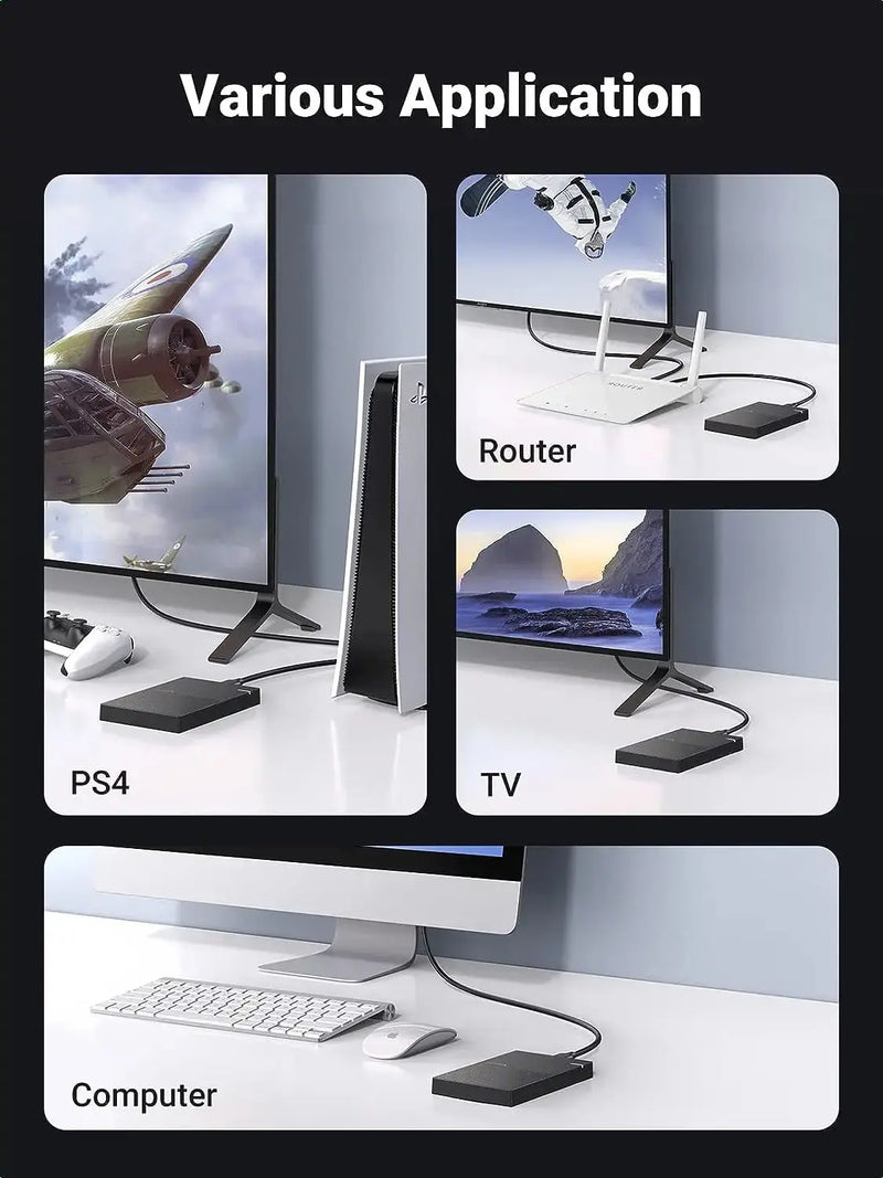 UGREEN 2.5 Inch External Hard Drive Enclosure USB 3.0 USB-C to USB-A Cable Tool-Free SATA SSD HDD Adapter Case (30727) Ugreen