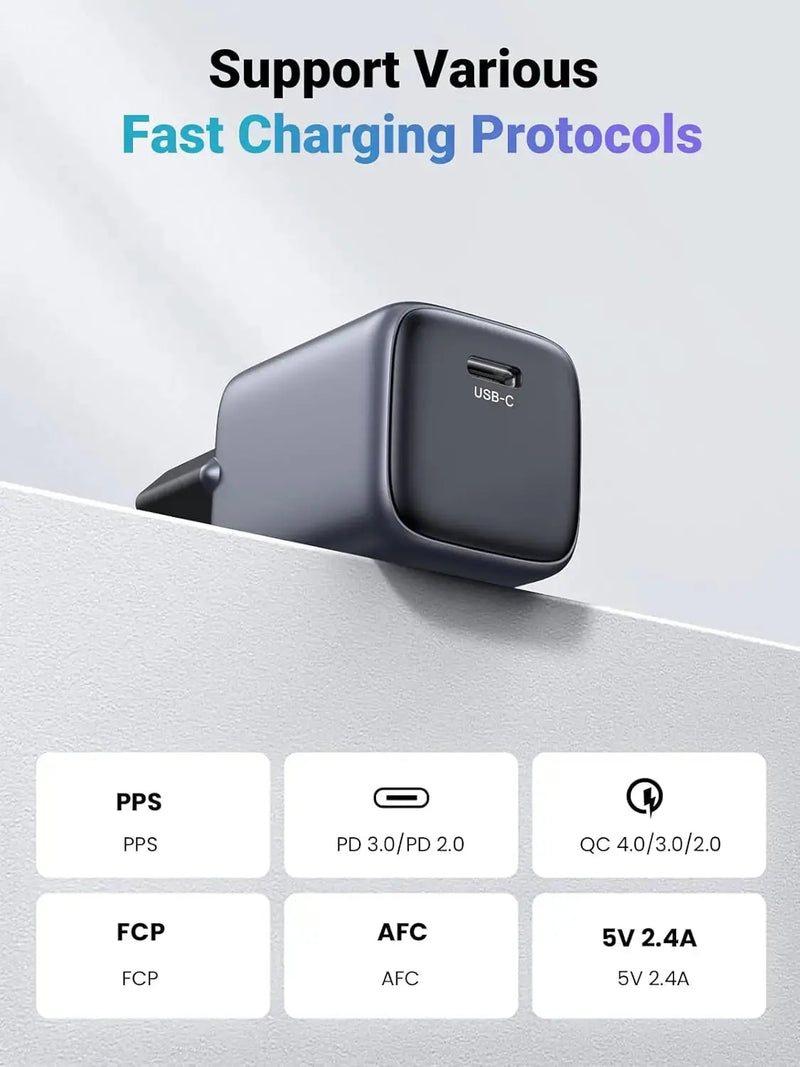 UGREEN Nexode 30W Mini GaN USB-C Charger Compact Fast Wall Charger Power Delivery Foldable iPhone 15 14 iPad Galaxy (90666) Ugreen