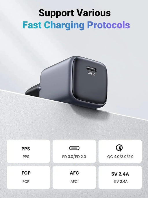 UGREEN Nexode 30W Mini GaN USB-C Charger Compact Fast Wall Charger Power Delivery Foldable iPhone 15 14 iPad Galaxy (90666) Ugreen