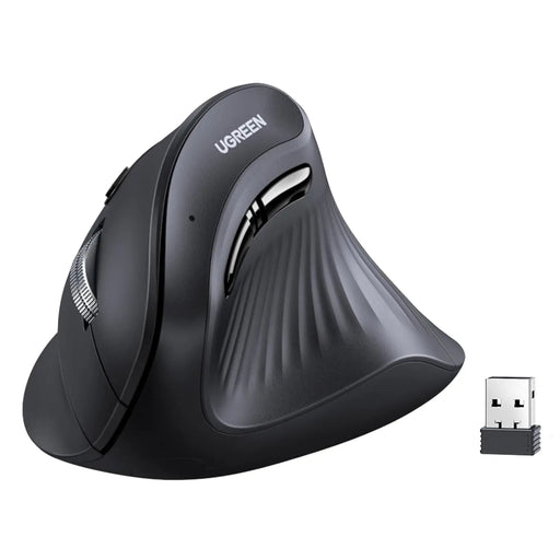 UGREEN Vertical Ergonomic Mouse - Wireless (Bluetooth 5.0 + 2.4G), 5 Buttons, 4000 DPI, Prevents Mouse Arm Strain, Compatible with PC/Laptop/Tablet, Black (25444) - TeckPot
