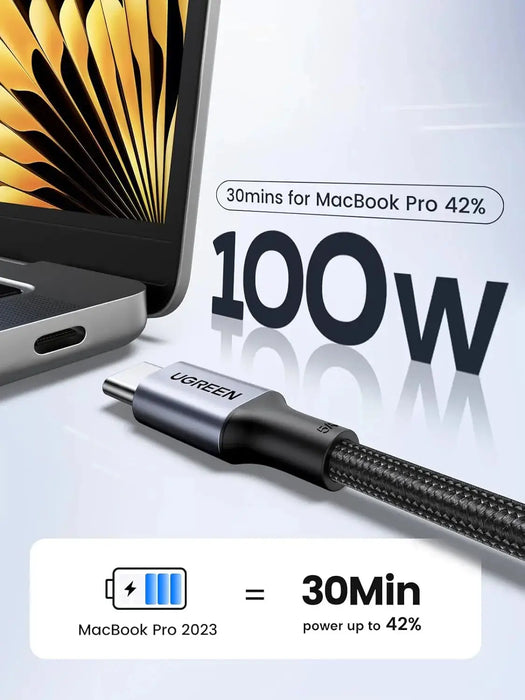 UGREEN USB C to USB C Cable 2M 100W Power Delivery Fast Charging USB 2.0 Type-C MacBook iPad Samsung Galaxy Pixel (70429) Ugreen