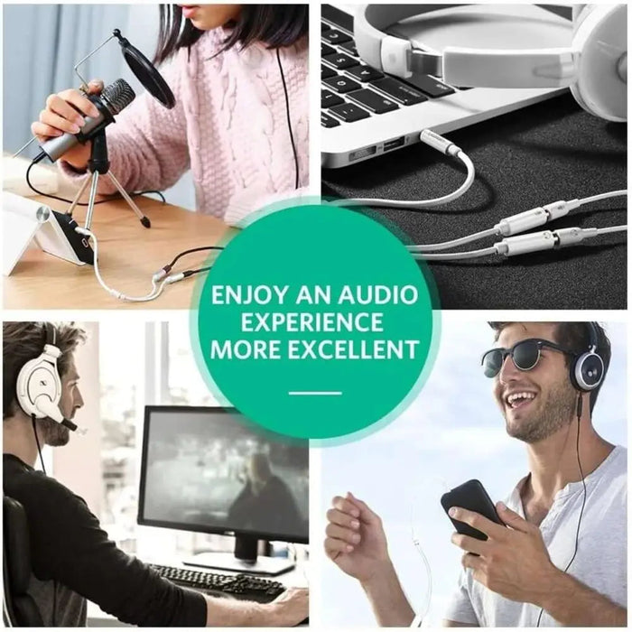 UGREEN 20cm 3.5mm TRRS 4-Pole Male to 2 Female Headphone Mic Splitter Cable ABS Case Audio Jack Adapter Headset 10789