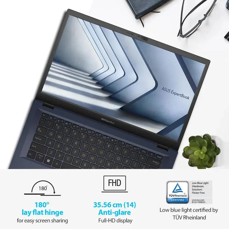ASUS Expertbook B1402CBA-NK1460, 14" FHD, i3-1215U, 8GB RAM, 512GB SSD, Wi-Fi 6, USB-C, TPM, MIL-STD 810H, DOS – Star Black Asus