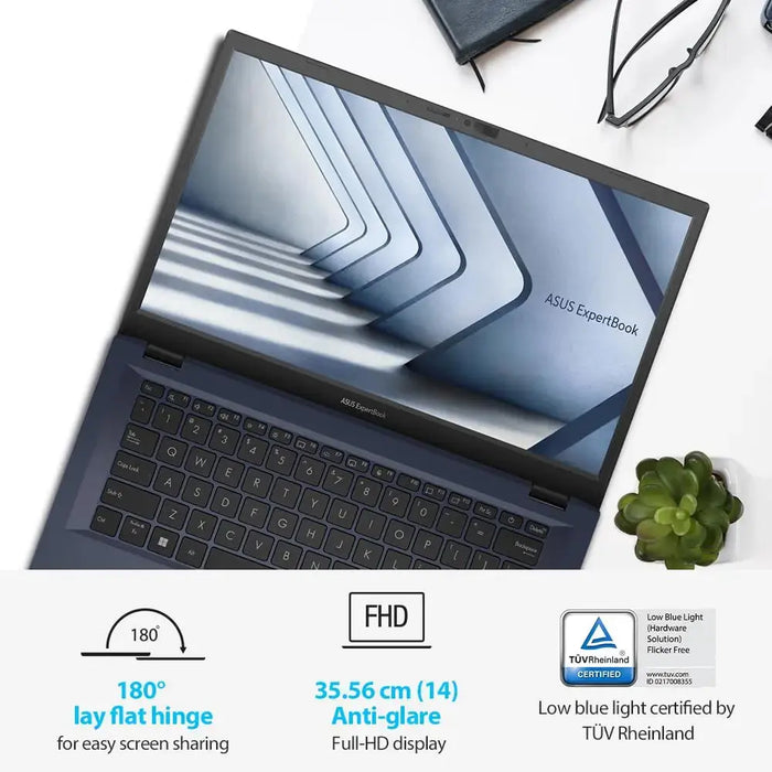 ASUS Expertbook B1402CBA-NK1460, 14" FHD, i3-1215U, 8GB RAM, 512GB SSD, Wi-Fi 6, USB-C, TPM, MIL-STD 810H, DOS – Star Black Asus
