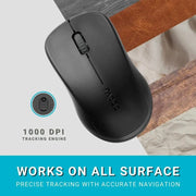 RAPOO 1620 Wireless Optical Mouse – Reliable 2.4GHz Wireless Connectivity, High-Precision 1000 DPI Sensor, Long Battery Life with Power Saving Mode, Ergonomic Ambidextrous Design, Nano USB Receiver, Black Rapoo