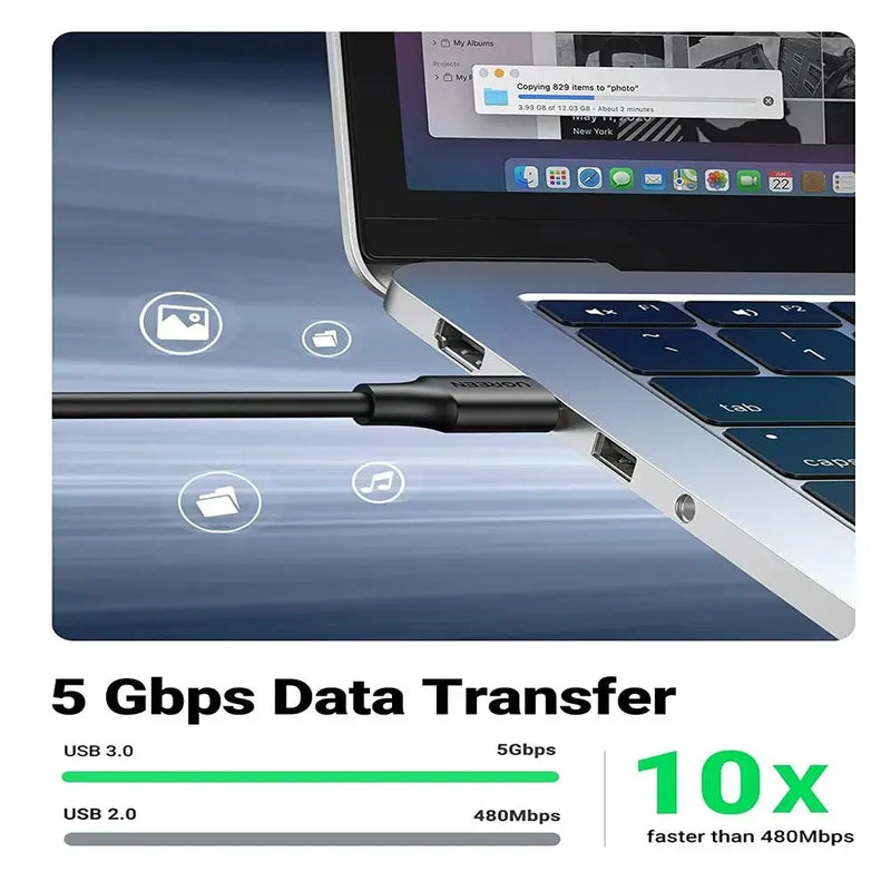UGREEN USB 3.0 Extension Cable 1M A Male to Female High Speed 5Gbps USB Extender Laptop PC MacBook Flash Drive (10368) Ugreen