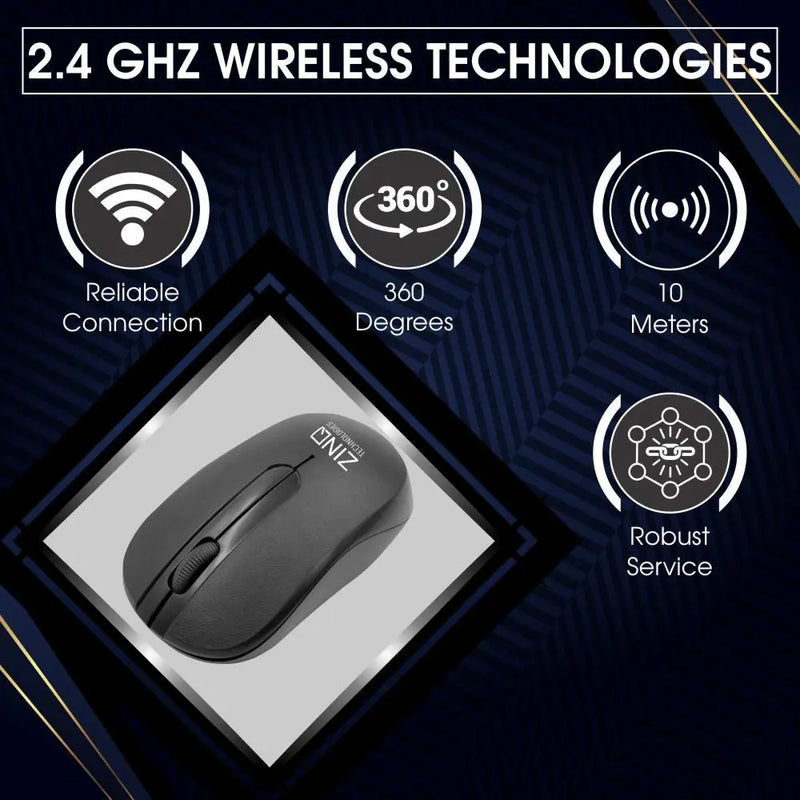 ZINQ Technologies 818W 2.4Ghz Wireless USB Mouse 1600DPI For Laptop & Desktop-Black(Open Box) ZINQ Technologies