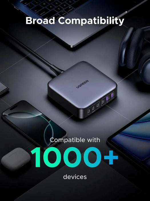 UGREEN Nexode 200W 6-Port GaN II USB-C PD Fast Charger Desktop Station 4 USB-C 2 USB-A MacBook iPad iPhone Galaxy (40914)