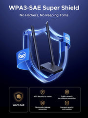 UGREEN CM787 75917 AXE5400 tri-band Wi-Fi 6E USB adapter WPA3-SAE super shield security