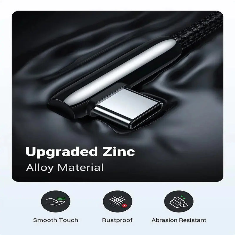 UGREEN USB A 2.0 to USB C Cable 1M Right Angle 90 Degree Braided Zinc Alloy Samsung Galaxy S10 S9 Note 9 Switch (70413) Ugreen
