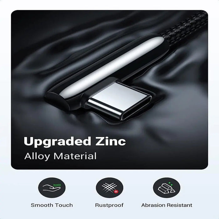 UGREEN USB A 2.0 to USB C Cable 1M Right Angle 90 Degree Braided Zinc Alloy Samsung Galaxy S10 S9 Note 9 Switch (70413)