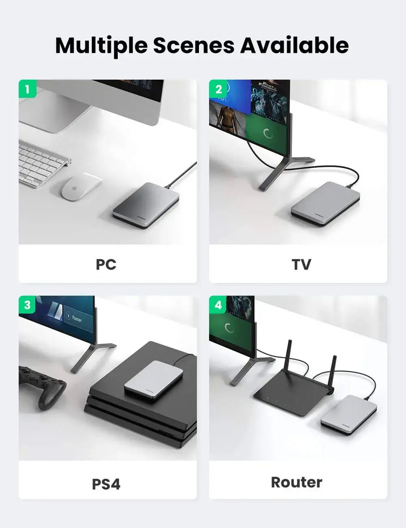 UGREEN 2.5 Inch SATA External Hard Drive Enclosure USB 3.1 Gen 2 UASP Aluminum Tool-Free WD Seagate Samsung PS4 Xbox (70498) Ugreen