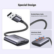 UGREEN USB 3.0 Card Reader 2-in-1 SD TF Micro SD SDHC SDXC MMC Aluminum Case Memory Card Reader PC Laptop 80887 Ugreen