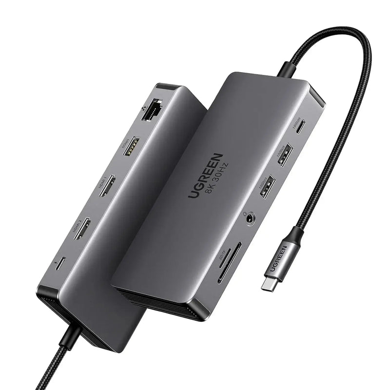 UGREEN 11-in-1 USB-C Hub Dual HDMI Docking Station 4K 60Hz 8K 30Hz 100W PD 10Gbps USB Ethernet Card Reader 15965 Ugreen