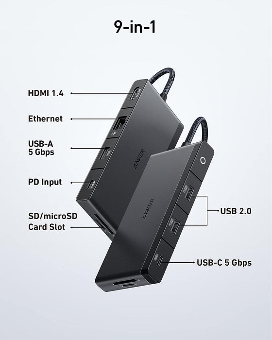 Anker USB C Hub, PowerExpand+ 9 in 1 PD Hub for USB-C Devices(A8373)
