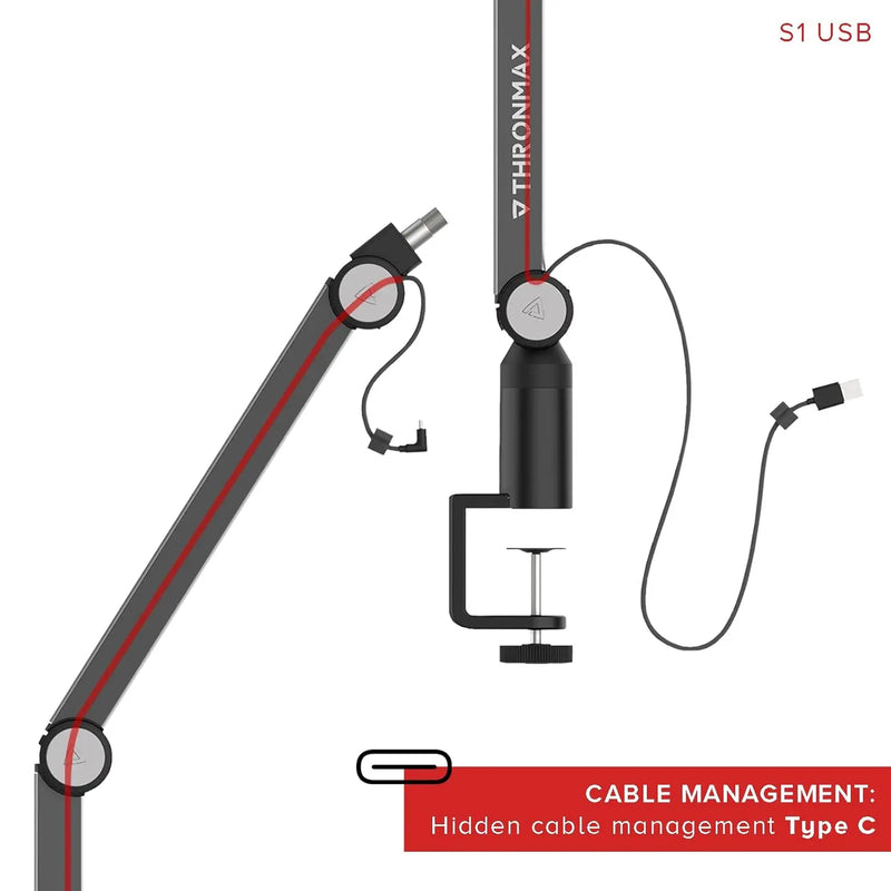 Thronmax Caster Microphone Boom Arm With Internal USB Cable (S1) Thronmax