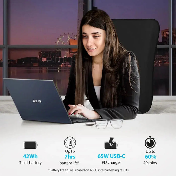 ASUS Expertbook B1402CBA-NK1460, 14" FHD, i3-1215U, 8GB RAM, 512GB SSD, Wi-Fi 6, USB-C, TPM, MIL-STD 810H, DOS – Star Black Asus