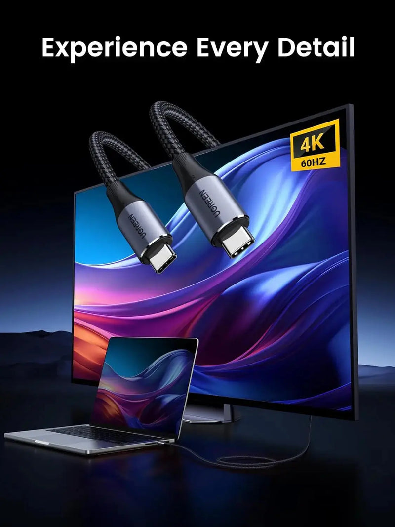 UGREEN 1M USB-C to USB-C Cable 240W PD 10Gbps Data Transfer 4K Video Braided MacBook Pro iPad Pro Galaxy Steam Deck 80150V240 Ugreen