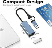 USB C to Ethernet Adapter,(USB C/ USB A) Driver Free RJ45 to USB C, 100Mbps TeckPot