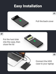 UGREEN 2.5 Inch External Hard Drive Enclosure USB 3.0 SATA HDD SSD Caddy 5Gbps UASP 0.5M Cable (30847) Ugreen