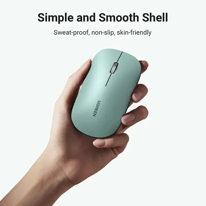 UGREEN 2.4G Silent Wireless Optical Mouse USB Receiver 4000 DPI PC Laptop Computer Chromebook MacBook Green Ergonomic (90374) Ugreen